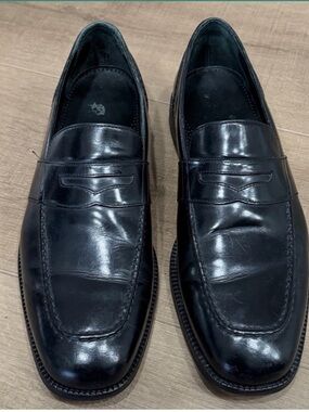 Cole Haan Men 11M Black Classic Penny Loafer Leather Shoes Sq Toe Slipon C04715